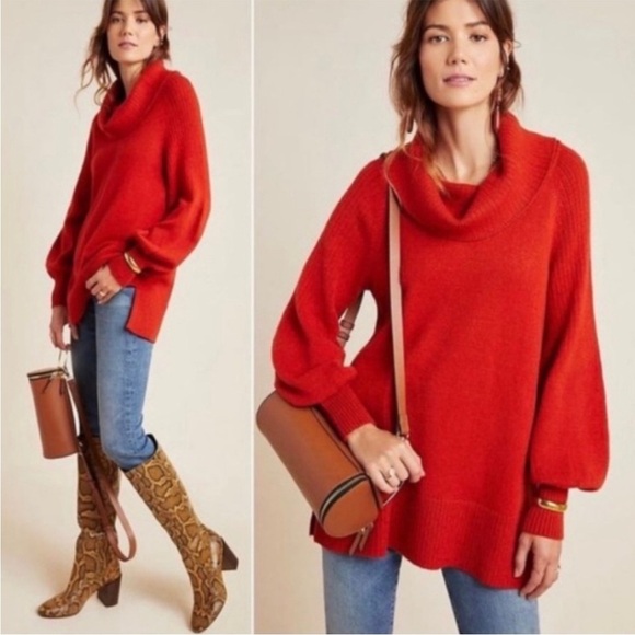Anthropologie Sweaters - Anthropology, Cowl Neck Burnt Orange Sweater Medium